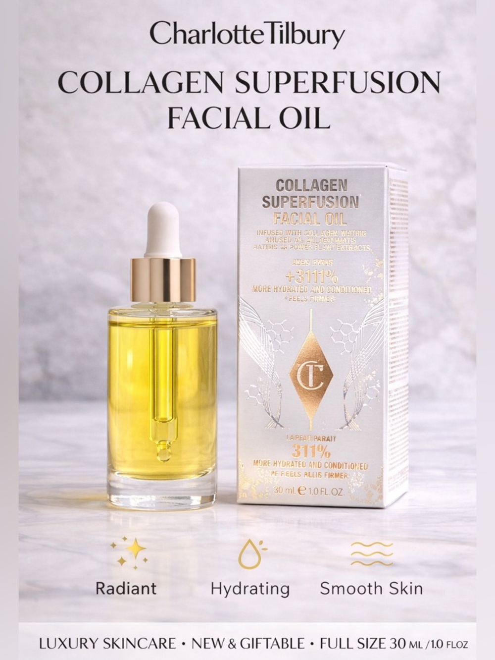 Charlotte Tilbury Collagen Superfusion Facial Oil 30ml NIB Glow